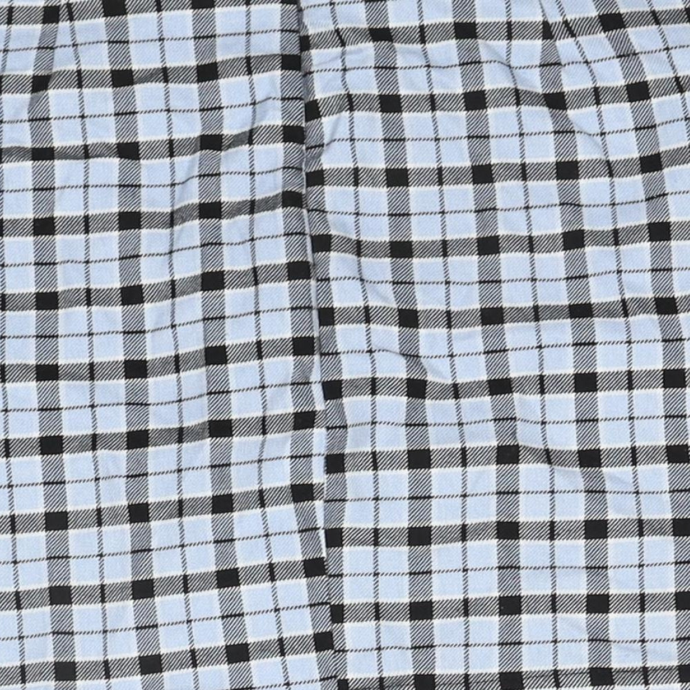 Bershka Womens Blue Plaid Polyester A-Line Skirt Size S Zip