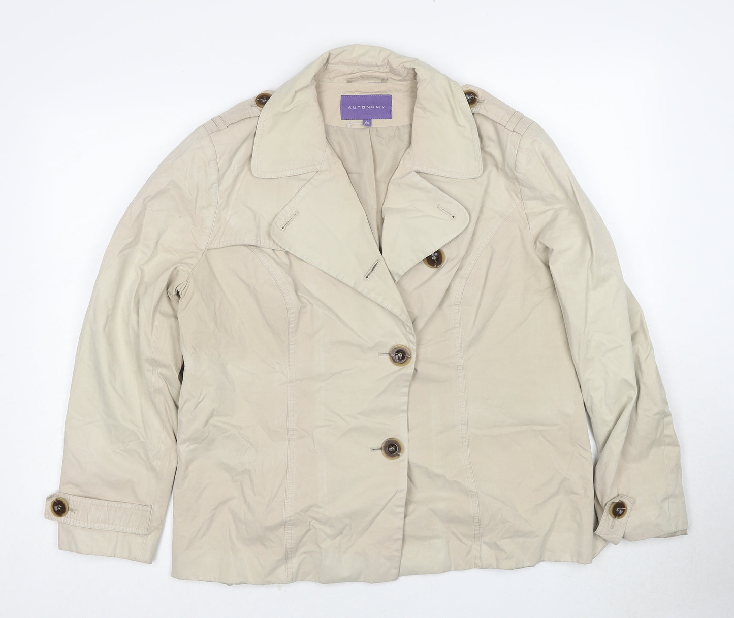 Autonomy Womens Beige Jacket Size 16 Button