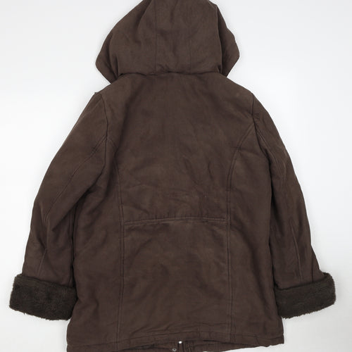 Bonmarché Womens Brown Pea Coat Coat Size S Zip