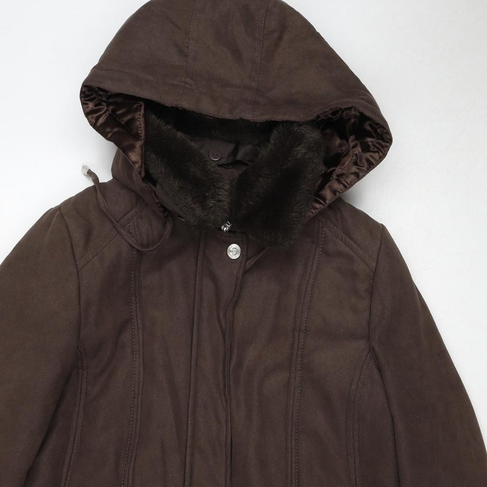 Bonmarché Womens Brown Pea Coat Coat Size S Zip