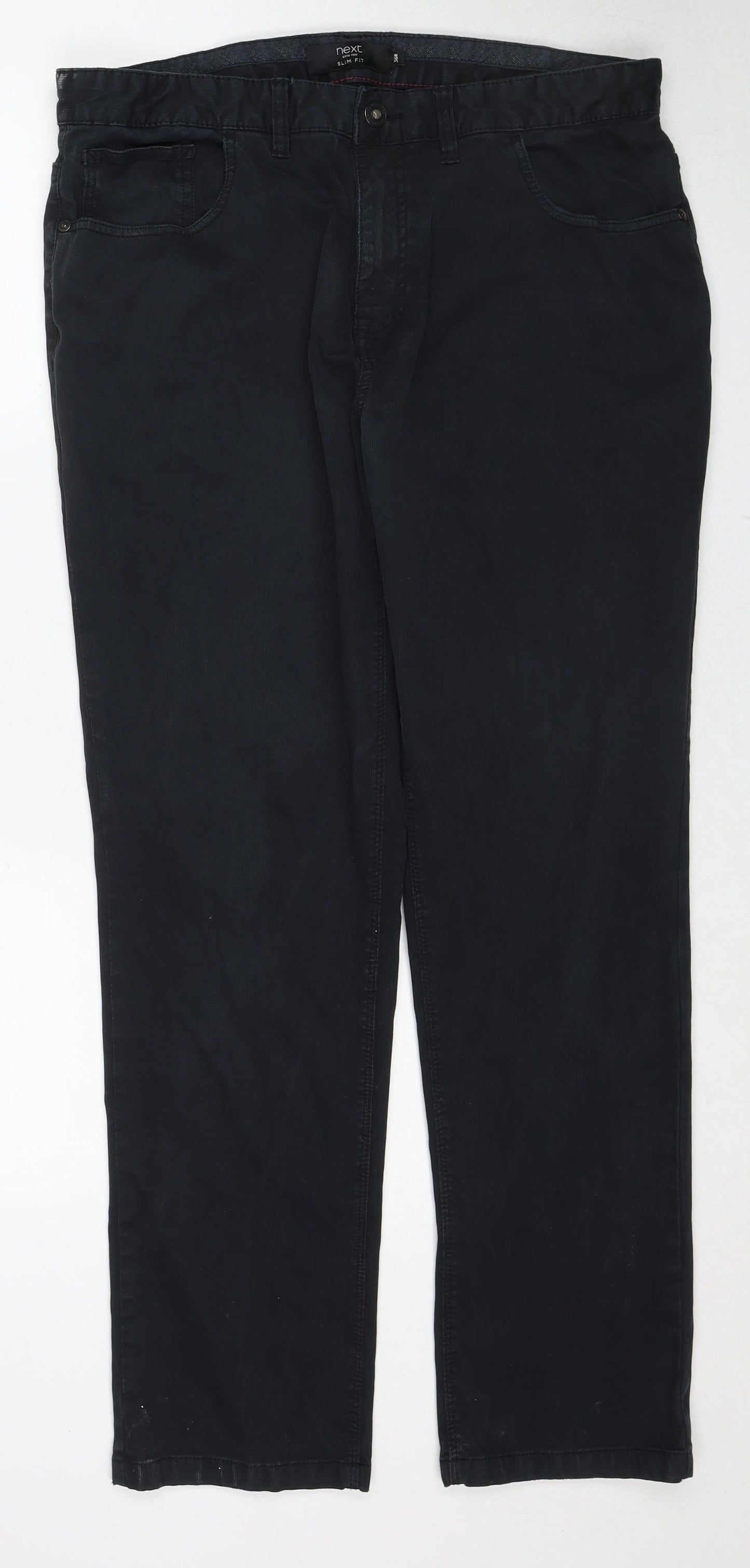 NEXT Mens Black Cotton Straight Jeans Size 36 in Slim Zip