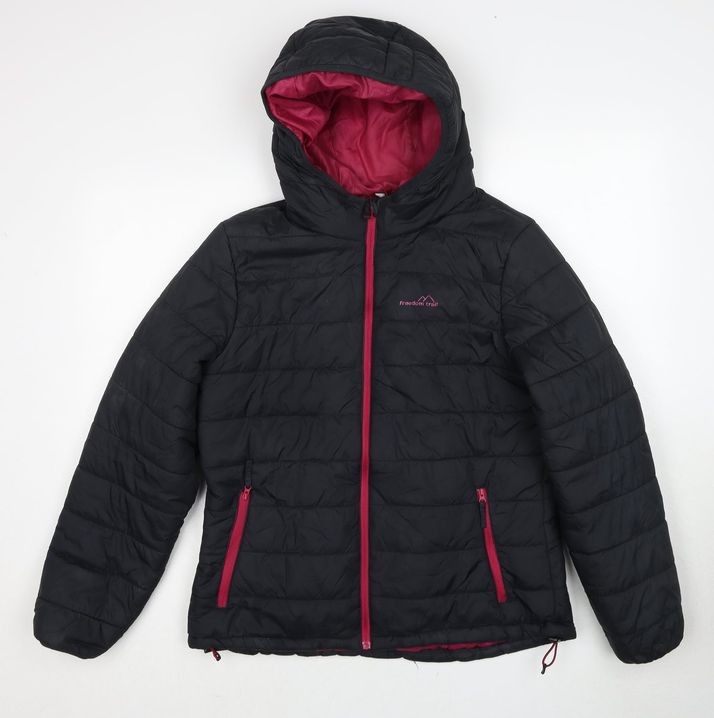 Freedom Trail Womens Black Quilted Jacket Size 14 Zip