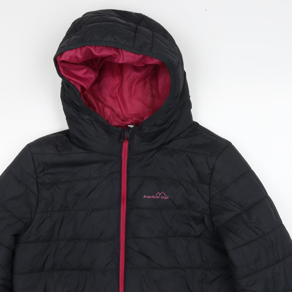 Freedom Trail Womens Black Quilted Jacket Size 14 Zip