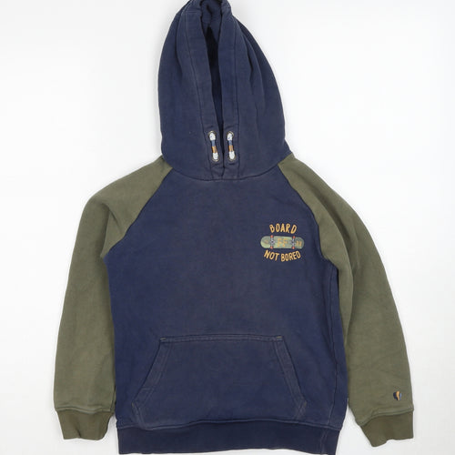 Fat Face Boys Multicoloured Cotton Pullover Hoodie Size 8-9 Years Pullover - Board Not Bored Skateboard