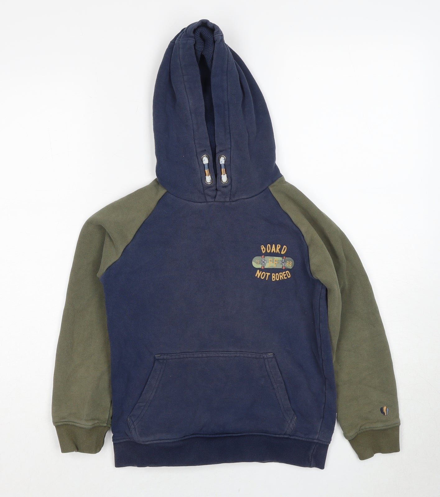 Fat Face Boys Multicoloured Cotton Pullover Hoodie Size 8-9 Years Pullover - Board Not Bored Skateboard