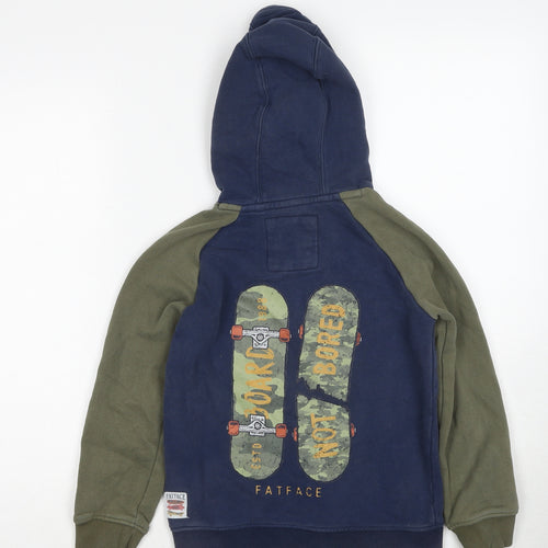 Fat Face Boys Multicoloured Cotton Pullover Hoodie Size 8-9 Years Pullover - Board Not Bored Skateboard