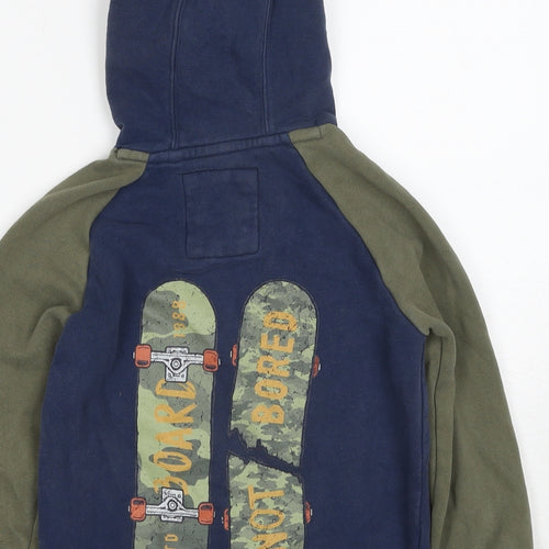 Fat Face Boys Multicoloured Cotton Pullover Hoodie Size 8-9 Years Pullover - Board Not Bored Skateboard