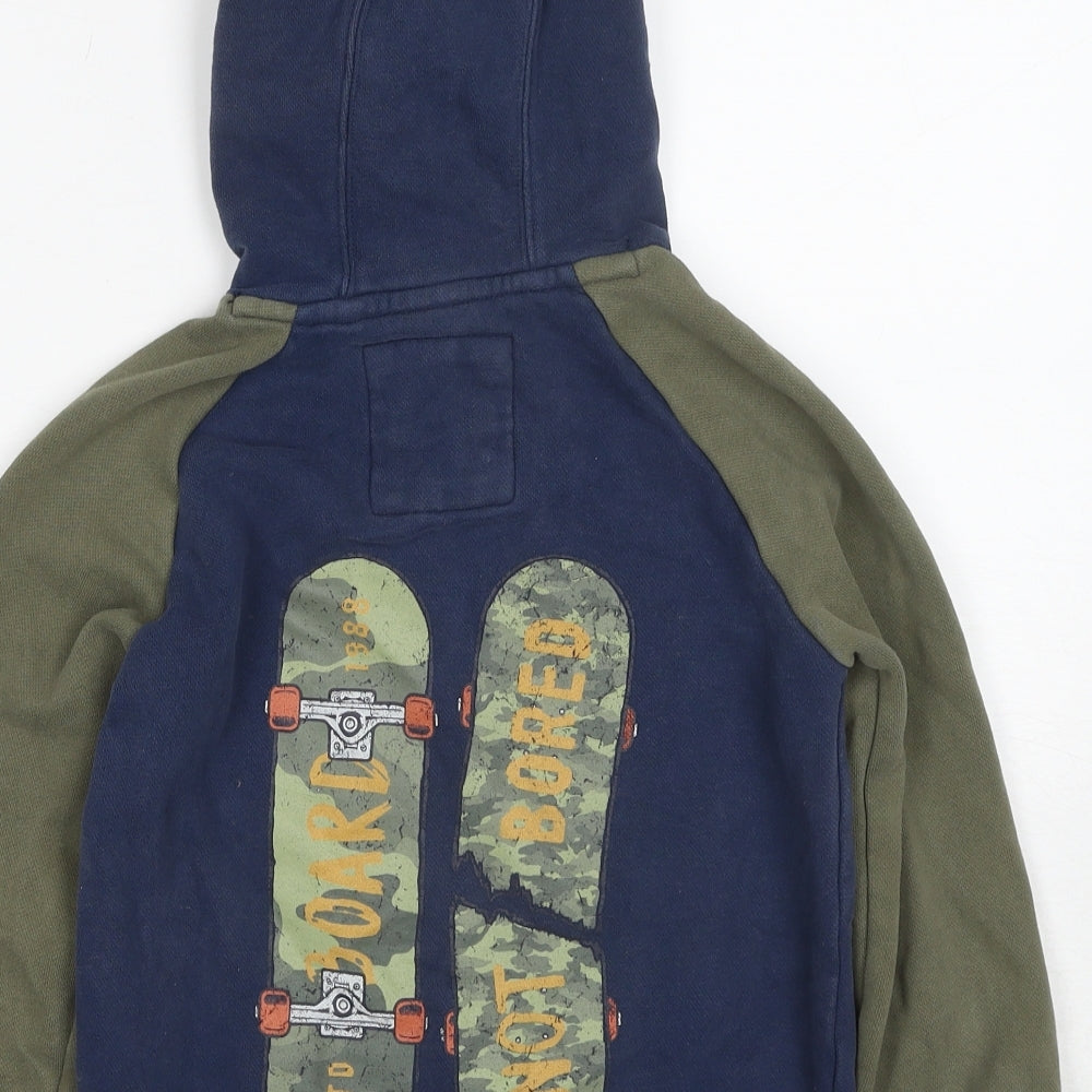 Fat Face Boys Multicoloured Cotton Pullover Hoodie Size 8-9 Years Pullover - Board Not Bored Skateboard