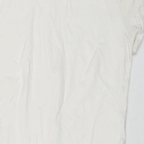 Mango Womens White Viscose A-Line Size S Round Neck Zip