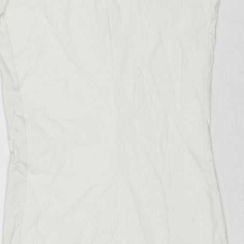 Mango Womens White Viscose A-Line Size S Round Neck Zip
