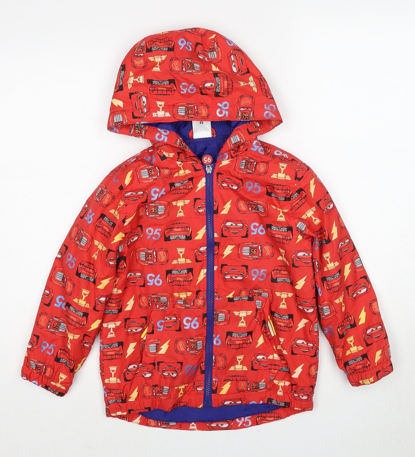 Disney Boys Red Geometric Jacket Size 5-6 Years Zip - Cars