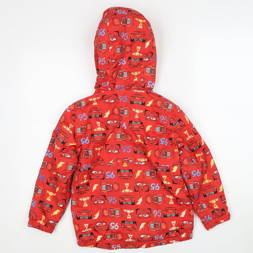 Disney Boys Red Geometric Jacket Size 5-6 Years Zip - Cars