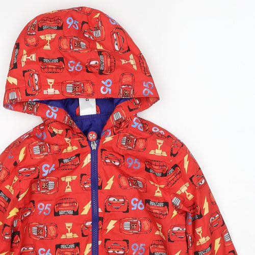 Disney Boys Red Geometric Jacket Size 5-6 Years Zip - Cars