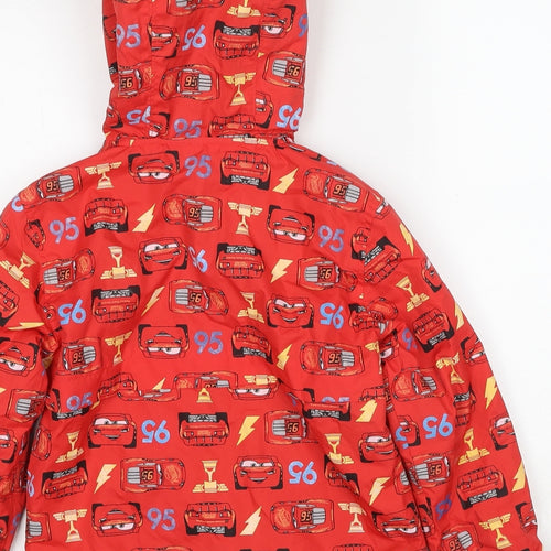 Disney Boys Red Geometric Jacket Size 5-6 Years Zip - Cars