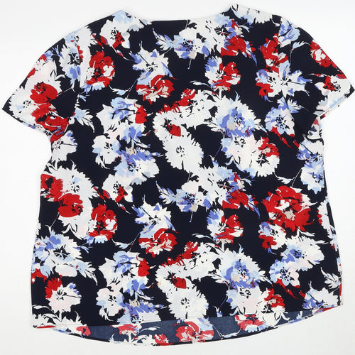 Bonmarché Womens Multicoloured Floral Polyester Basic Blouse Size 22 Round Neck