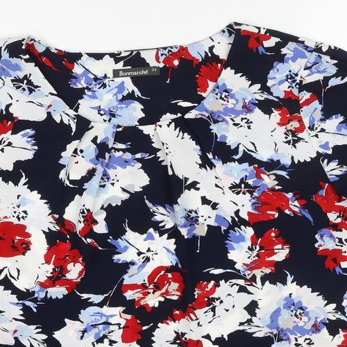 Bonmarché Womens Multicoloured Floral Polyester Basic Blouse Size 22 Round Neck