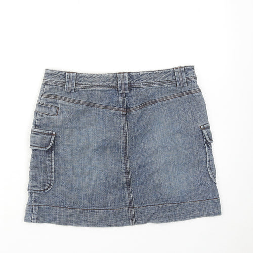 Mexx Womens Blue Cotton Cargo Skirt Size 10 Zip