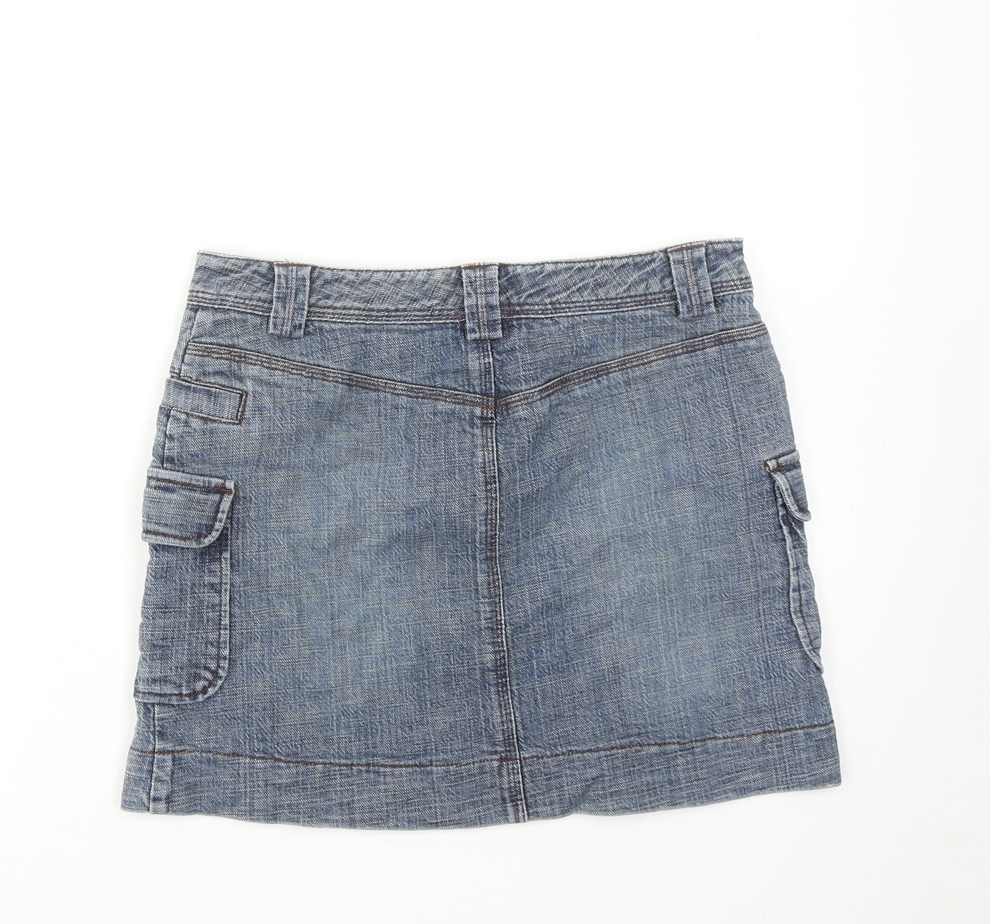 Mexx Womens Blue Cotton Cargo Skirt Size 10 Zip