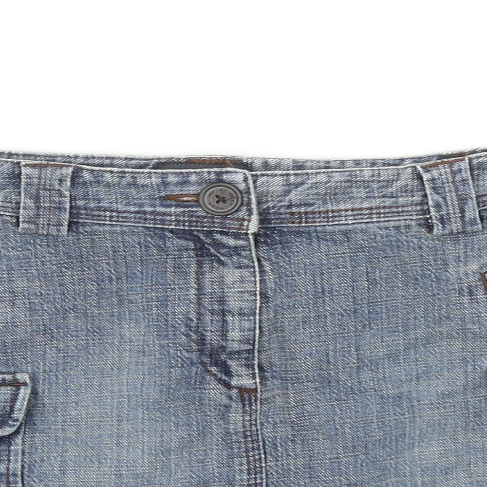 Mexx Womens Blue Cotton Cargo Skirt Size 10 Zip