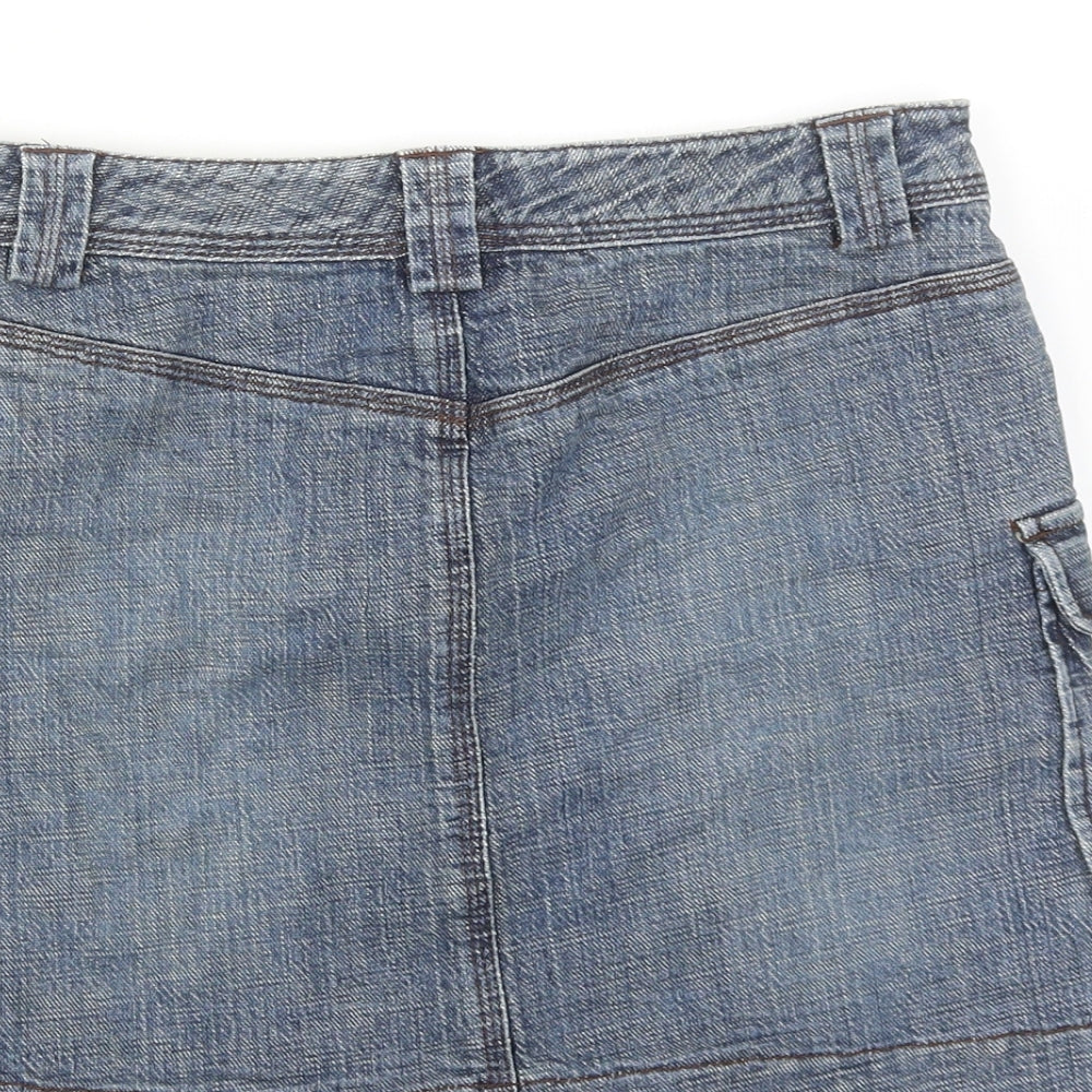 Mexx Womens Blue Cotton Cargo Skirt Size 10 Zip