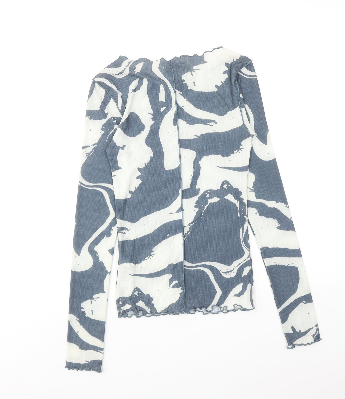 Topshop Womens Blue Geometric Polyester Basic Blouse Size 8 Round Neck