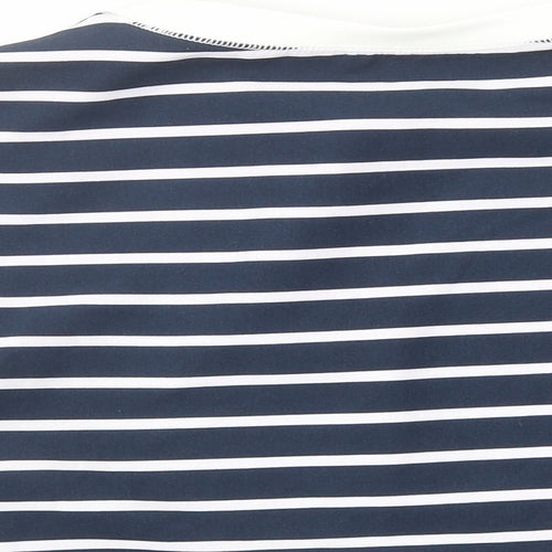 Zara Womens Blue Striped Polyester Cropped T-Shirt Size M Round Neck