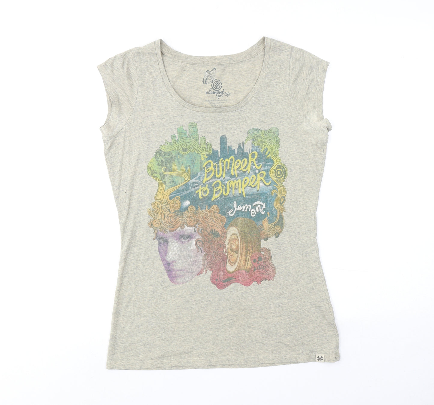 Element Womens Green Polyester Basic T-Shirt Size S Round Neck - Bumper to Bumper
