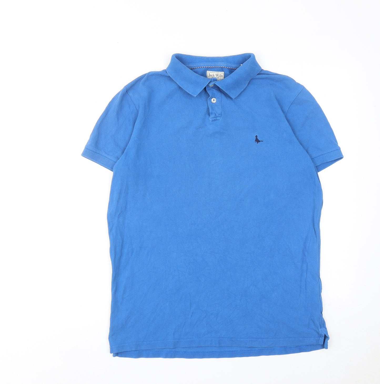 Jack Wills Mens Blue Cotton Polo Size M Collared Button