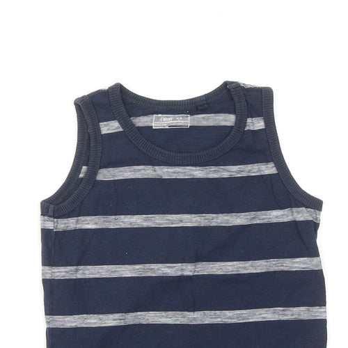 NEXT Boys Blue Striped Cotton Basic Tank Size 6 Years Round Neck Pullover