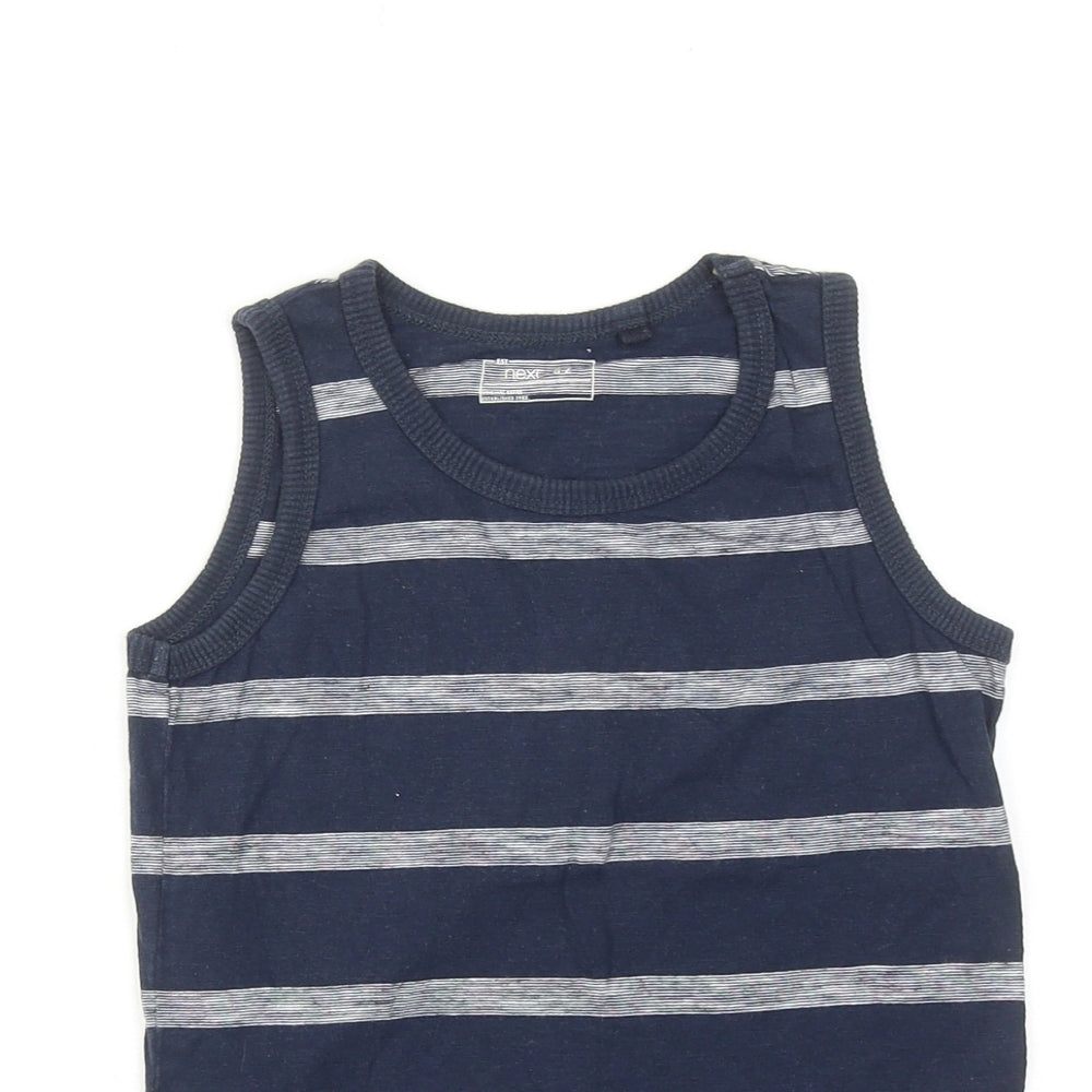 NEXT Boys Blue Striped Cotton Basic Tank Size 6 Years Round Neck Pullover