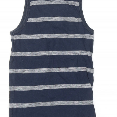 NEXT Boys Blue Striped Cotton Basic Tank Size 6 Years Round Neck Pullover