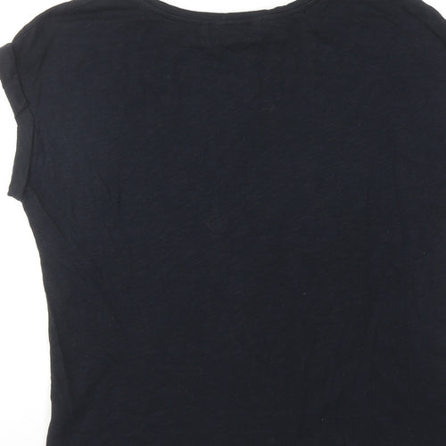 NEXT Womens Black Cotton Basic T-Shirt Size 16 Round Neck - Heart Print