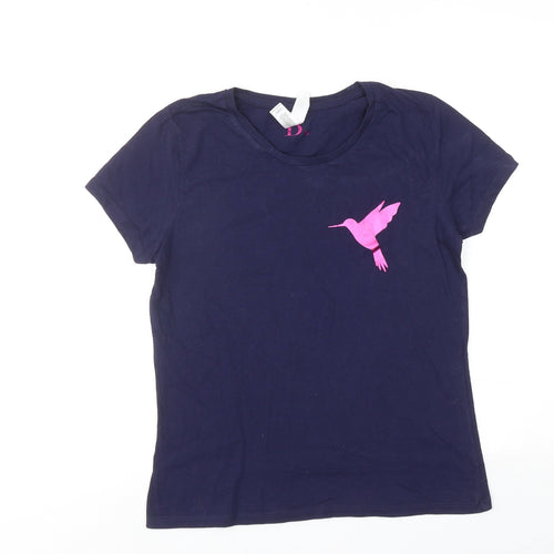 B&C Womens Blue Cotton Basic T-Shirt Size S Round Neck - Bird Print