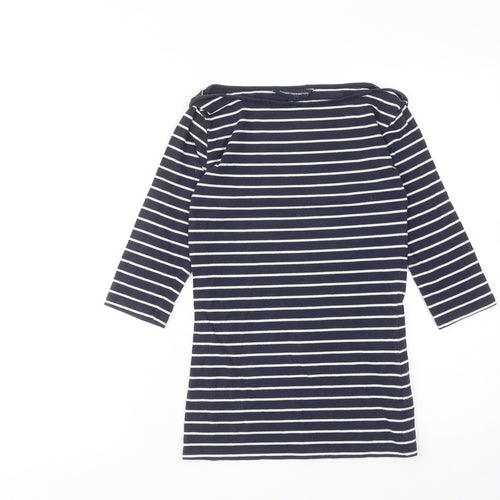 French Connection Womens Blue Striped Cotton Basic Blouse Size S Off the Shoulder