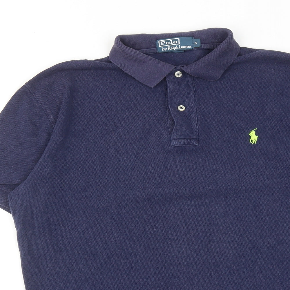 Polo Ralph Lauren Mens Blue Cotton Polo Size S Collared Button