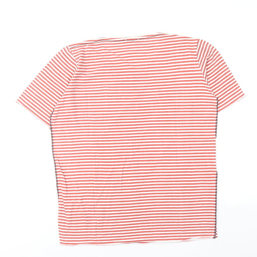 Gabbiano Womens Red Striped Cotton Basic T-Shirt Size S Round Neck
