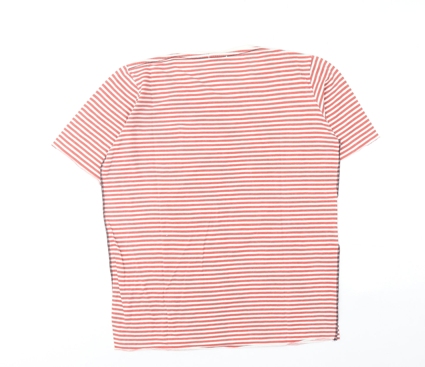 Gabbiano Womens Red Striped Cotton Basic T-Shirt Size S Round Neck