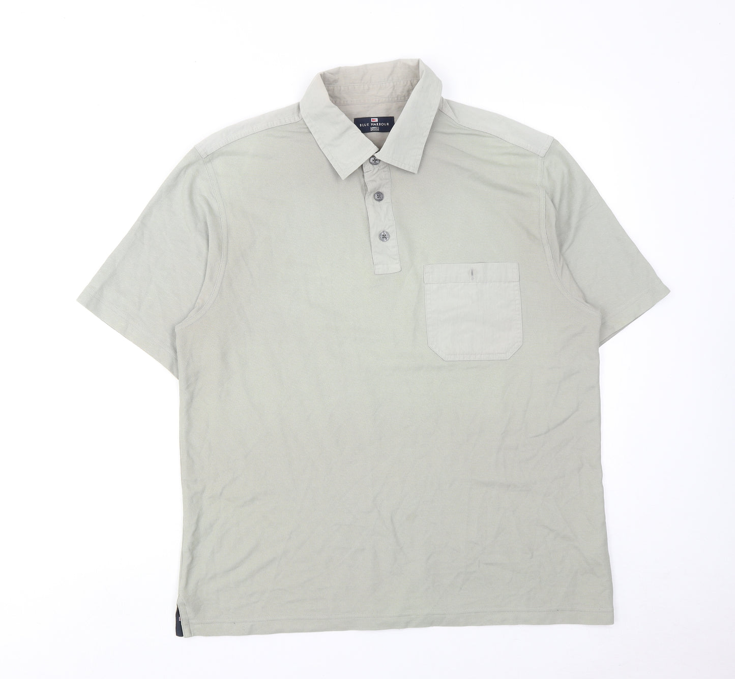 Marks and Spencer Mens Grey Cotton Polo Size M Collared Button