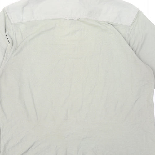 Marks and Spencer Mens Grey Cotton Polo Size M Collared Button