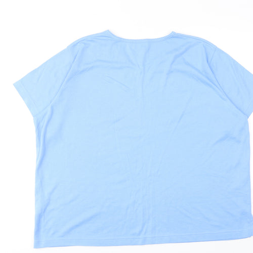 Bonmarché Womens Blue Polyester Basic T-Shirt Size XL V-Neck