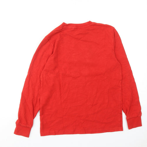 NEXT Boys Red Cotton Basic T-Shirt Size 11 Years Round Neck Pullover - Gingerbread Man Christmas