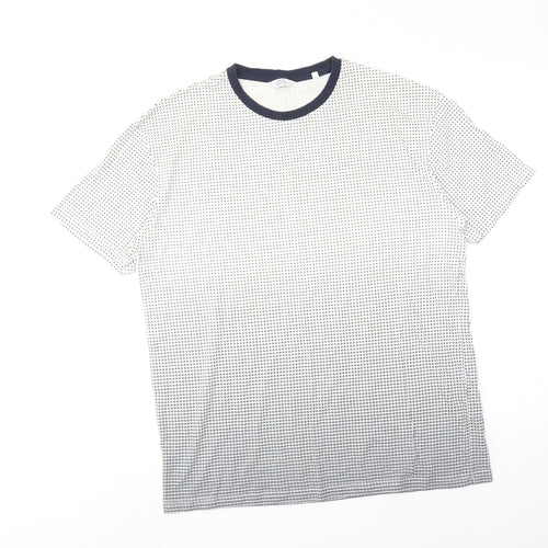 NEXT Mens Blue Geometric Cotton T-Shirt Size L Round Neck
