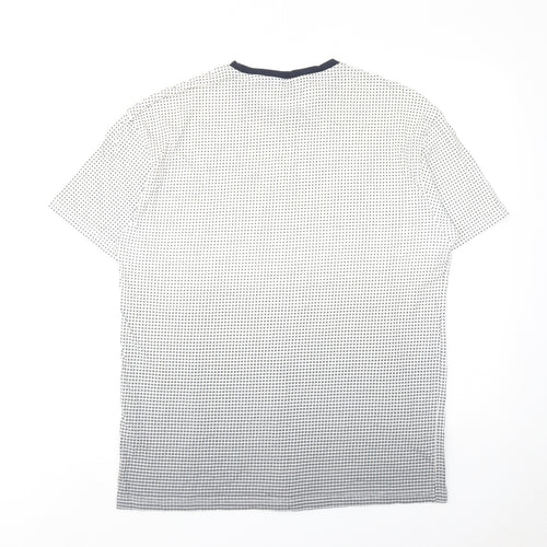 NEXT Mens Blue Geometric Cotton T-Shirt Size L Round Neck
