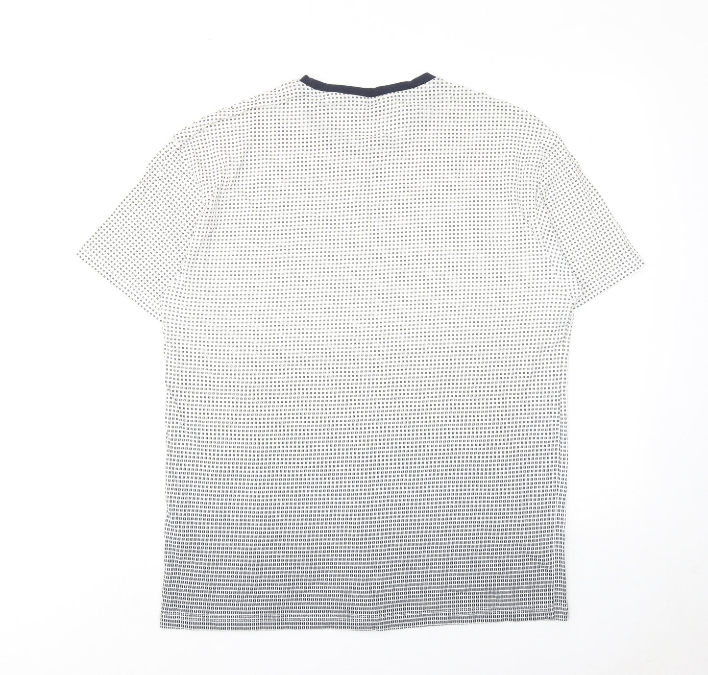 NEXT Mens Blue Geometric Cotton T-Shirt Size L Round Neck