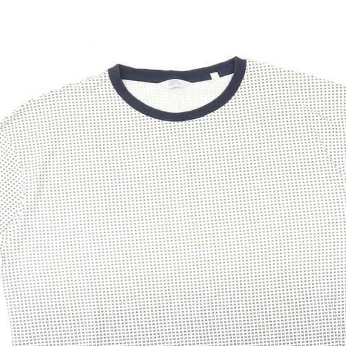 NEXT Mens Blue Geometric Cotton T-Shirt Size L Round Neck