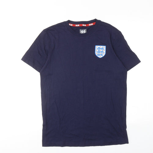 England Mens Blue Cotton T-Shirt Size M Round Neck - England FC