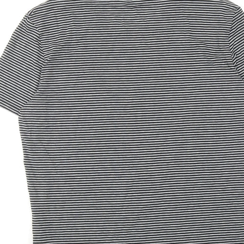 Autograph Womens Grey Striped Cotton Basic T-Shirt Size L Round Neck