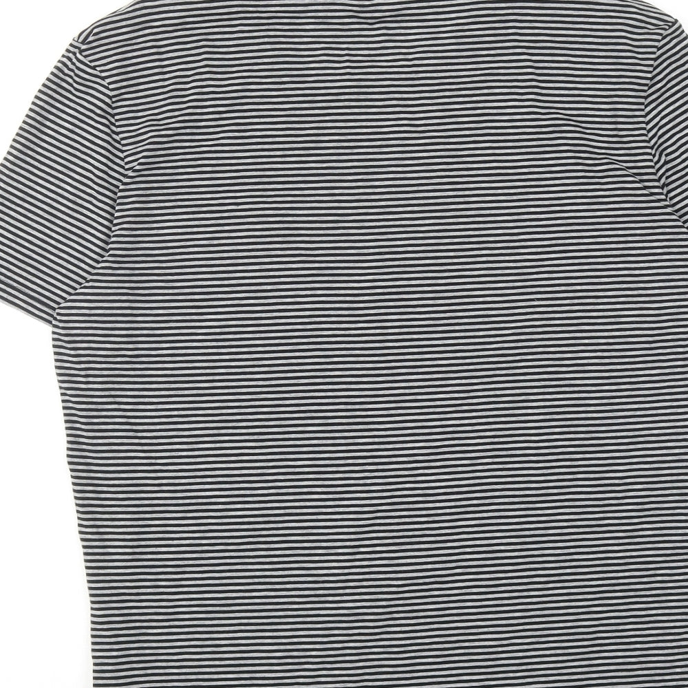 Autograph Womens Grey Striped Cotton Basic T-Shirt Size L Round Neck
