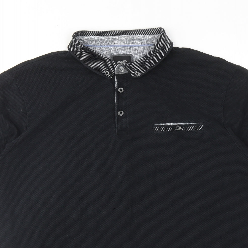 Burton Mens Black Cotton Polo Size XL Collared Button