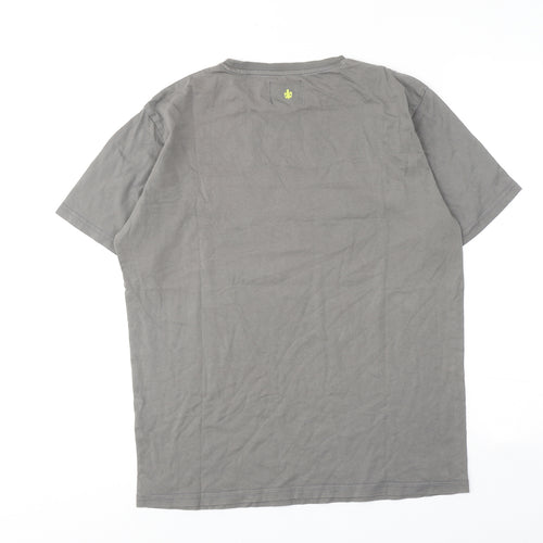 Henleys Mens Grey Cotton T-Shirt Size L Round Neck